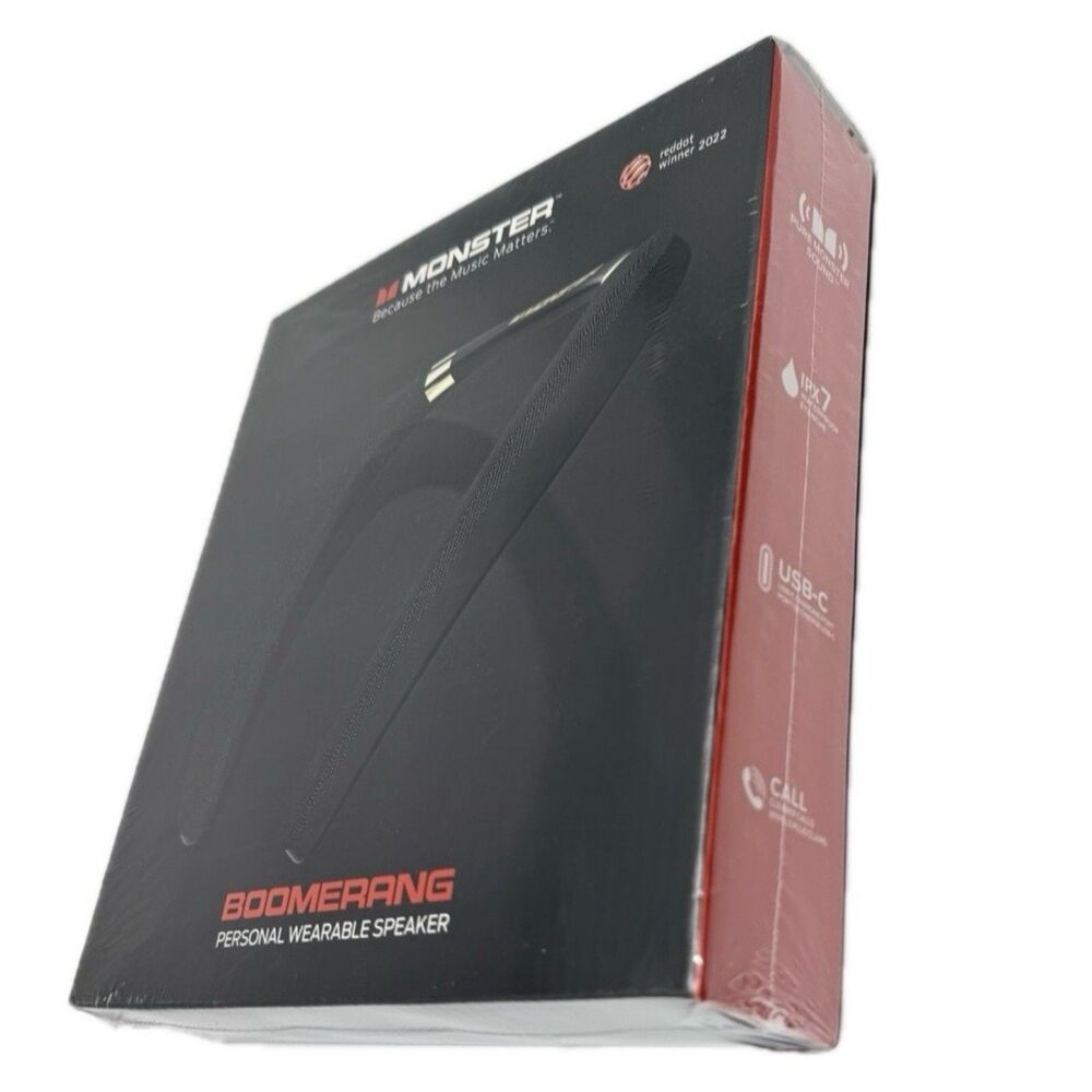 New Monster Boomerang Wireless Neckband Bluetooth Speaker IPX7 Waterproof 12H